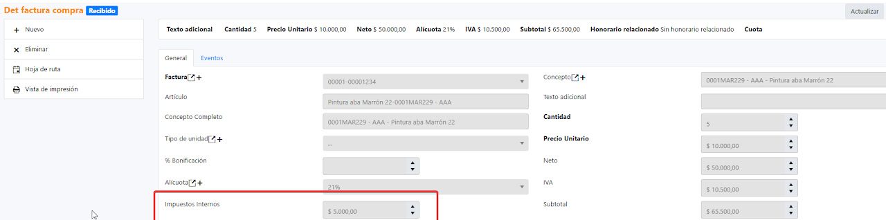 Captura de Factura de compra 4