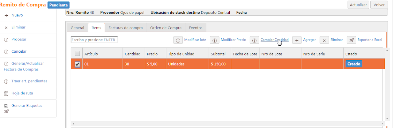 Captura de Orden de compra 6