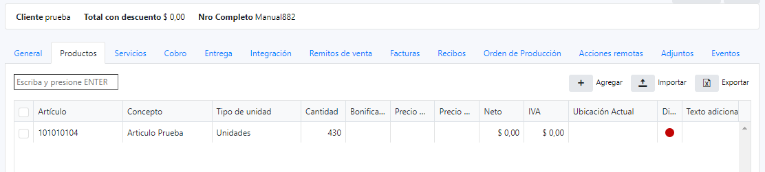 Captura de Pedido 8