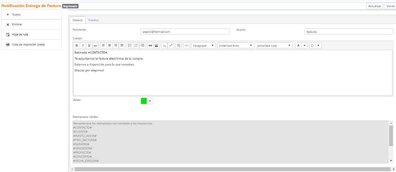 Captura de Notificación Entrega de Factura 1
