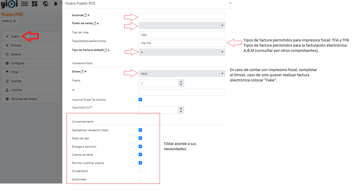 Captura de Configuración del POS 1