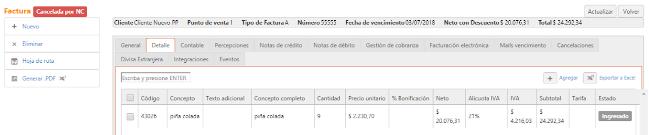 Captura de Nota de crédito de Venta 6
