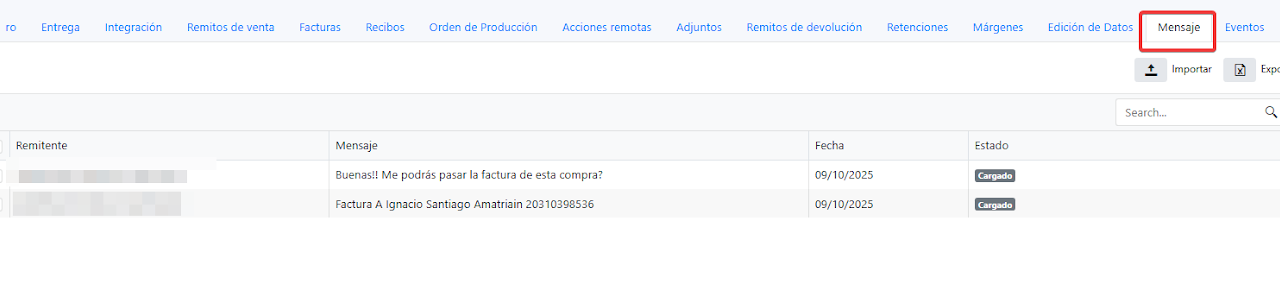 Captura de Mensajes de Pedido 1