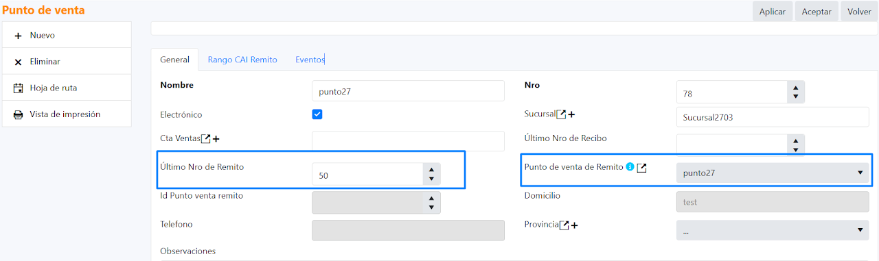 Captura de Remito de venta 1