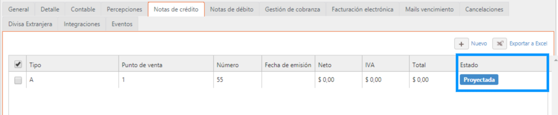 Captura de Nota de crédito de Venta 3