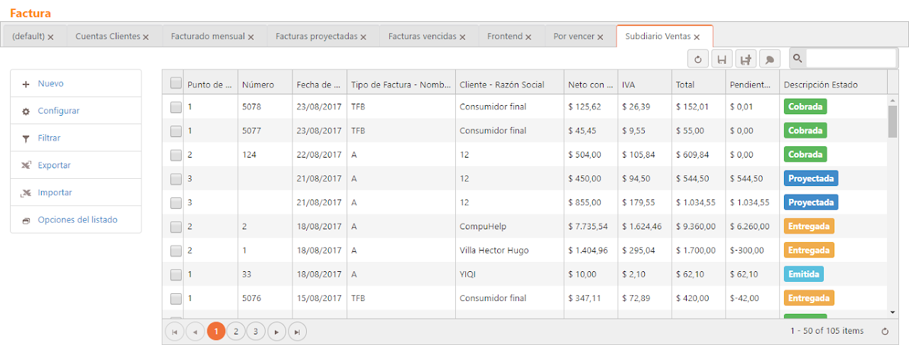 Captura de Facturas de venta 1