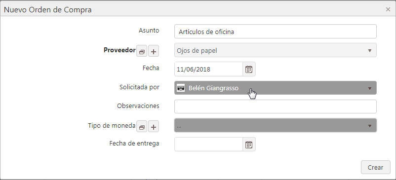 Captura de Orden de compra 2