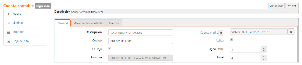 Captura de Parametrización de cuentas contables 2