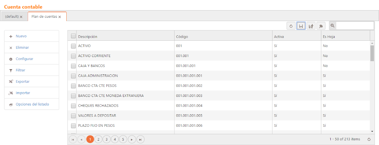 Captura de Parametrización de cuentas contables 1