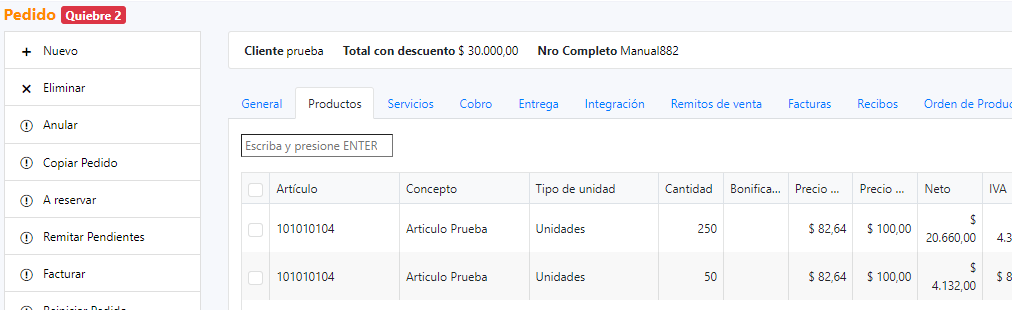 Captura de Pedido 11