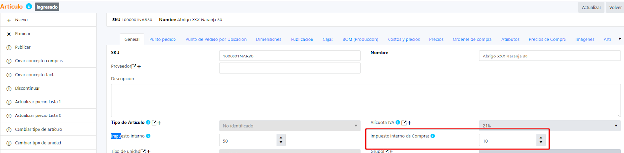 Captura de Factura de compra 2