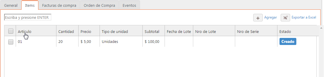 Captura de Orden de compra 7