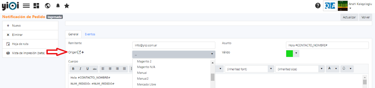 Captura de Notificación de Pedido 3