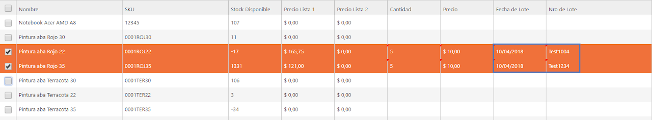 Captura de Ingreso de Artículos con Lote 2