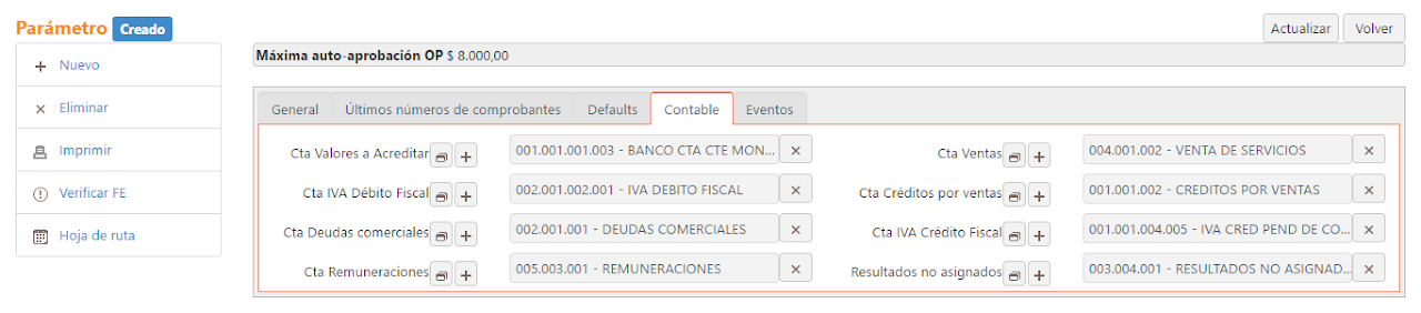 Captura de Parametrización de cuentas contables 3